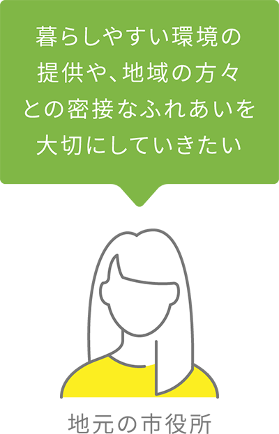 地元の市役所 暮らしやすい環境の提供や、地域の方々との密接なふれあいを大切にしていきたい